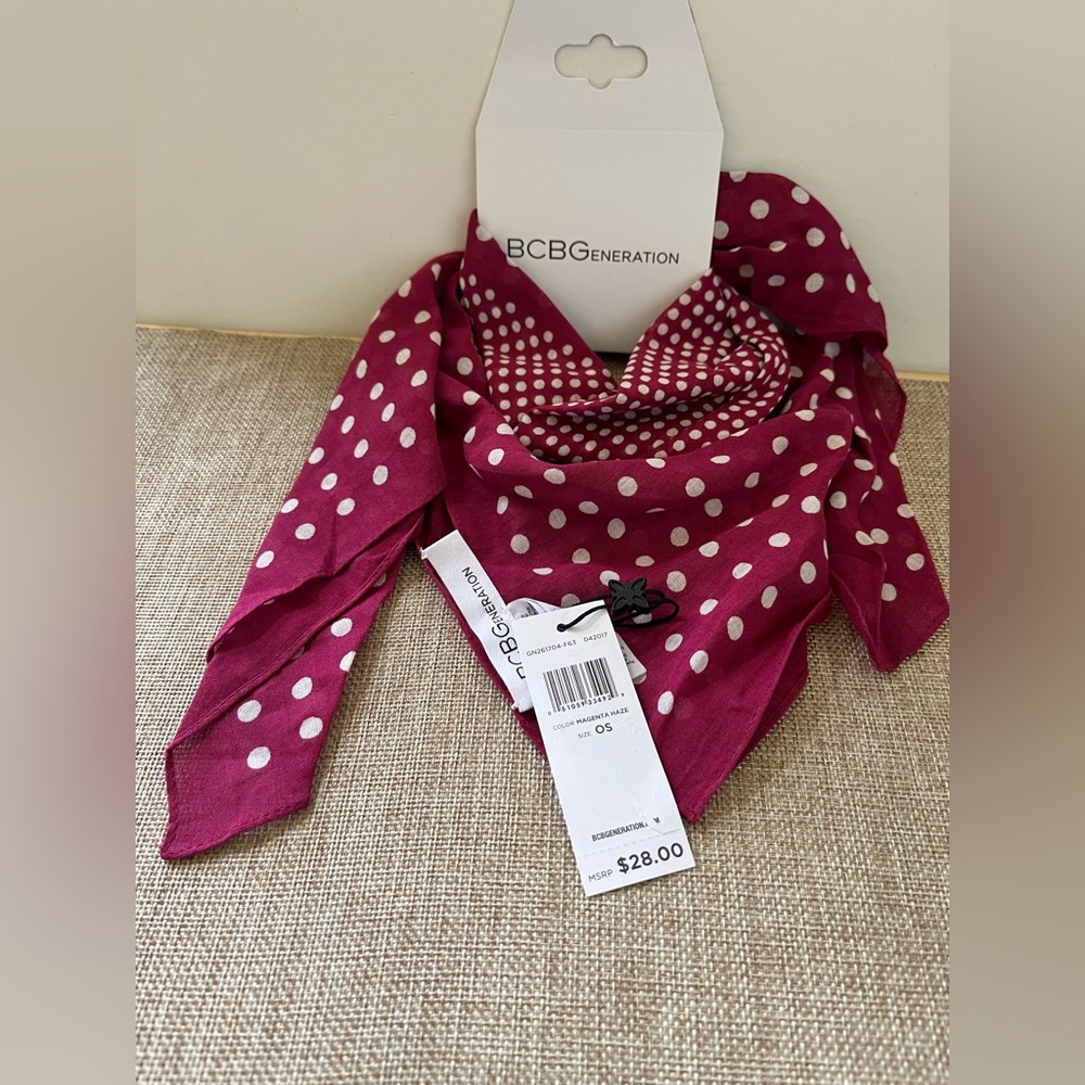 BCBGeneration Maroon and White Dot Scarf - Picture 2 of 5
